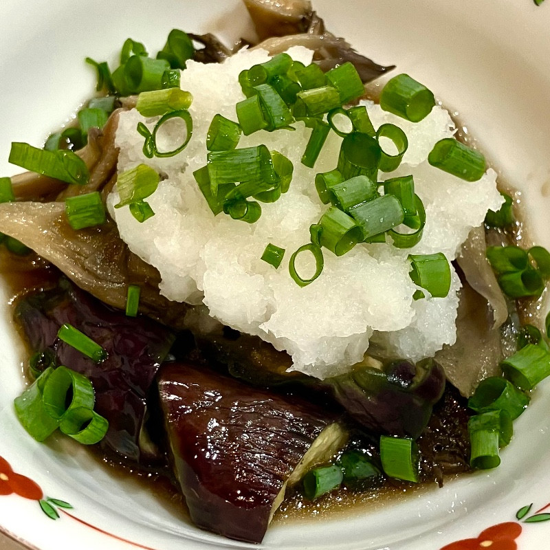 レンチンで！茄子と舞茸の煮浸し風のレシピ画像
