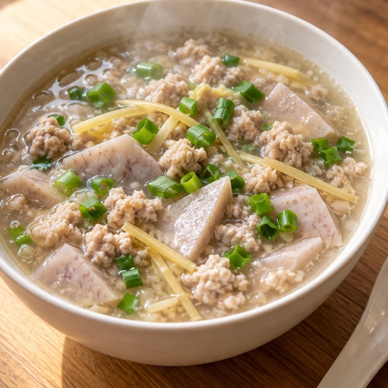 鍋1つ15分。里芋と鶏ひき肉の生姜とろみスープのレシピ画像