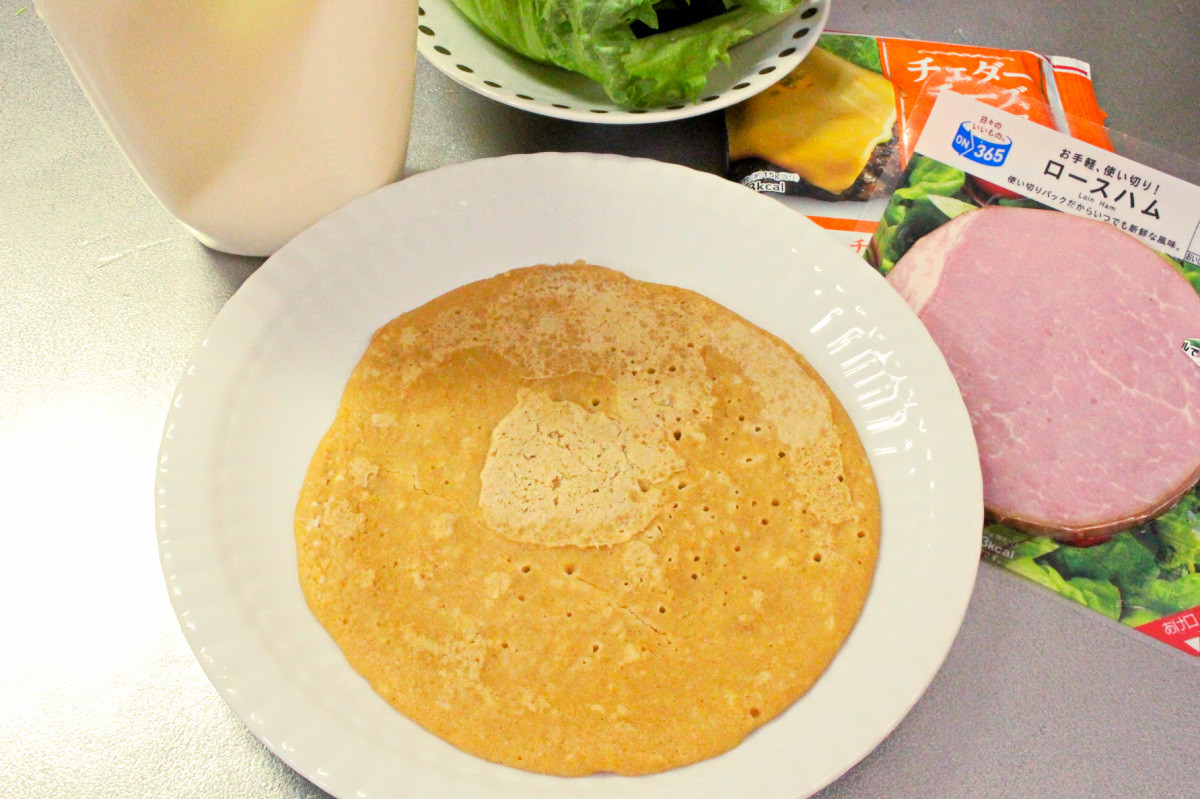 ハムとチーズのきな粉クレープの作り方ステップ7