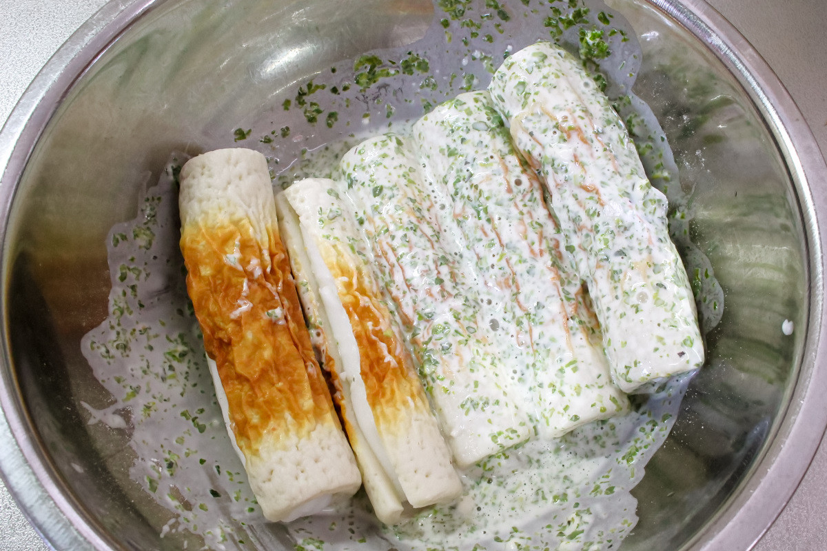 カリッふわっ♪はんぺん入りちくわの磯辺揚げの作り方ステップ4