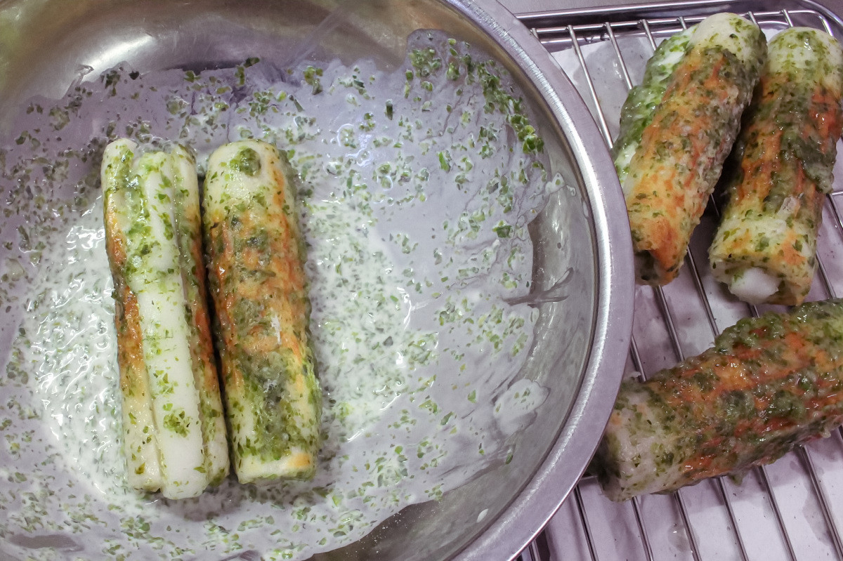 カリッふわっ♪はんぺん入りちくわの磯辺揚げの作り方ステップ6