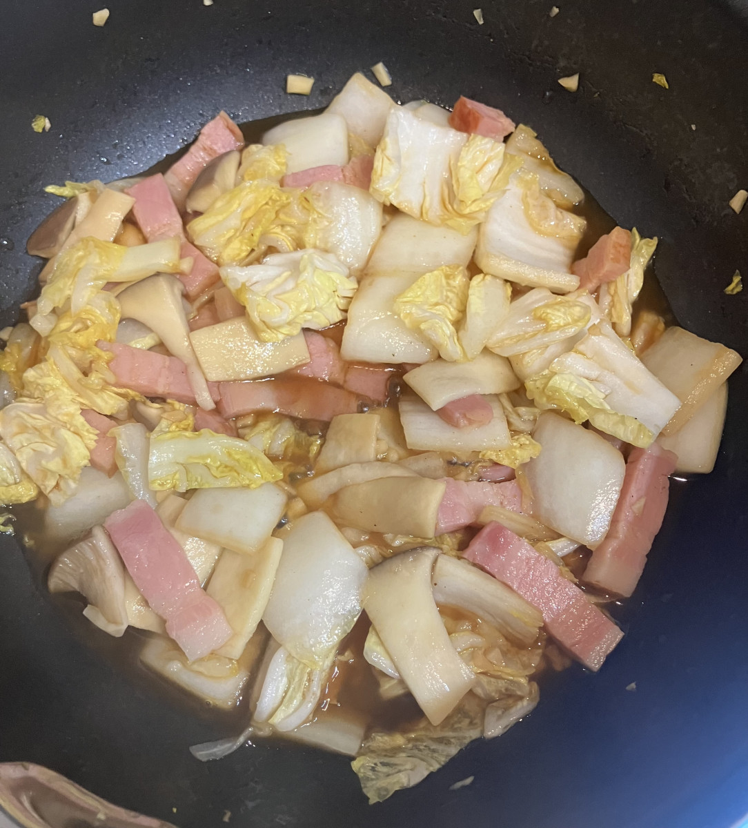 鍋で余った材料で！白菜とエリンギのパスタの作り方ステップ5