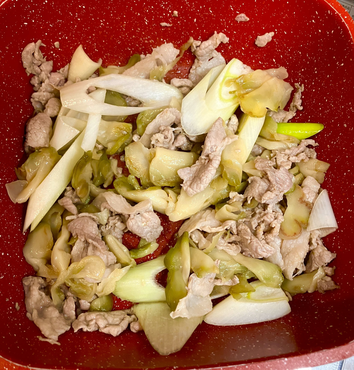 ザーサイと豚肉のピリ辛炒めの作り方ステップ4