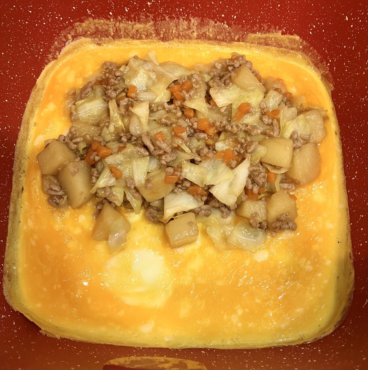 じゃがいもと挽肉の甘辛オムレツの作り方ステップ8