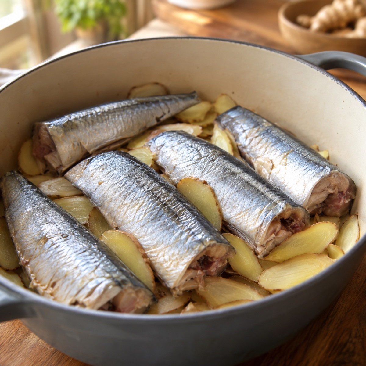 梅としょうがで臭みゼロ、20分煮るだけ。秋さんまの梅しょうが煮の作り方ステップ2
