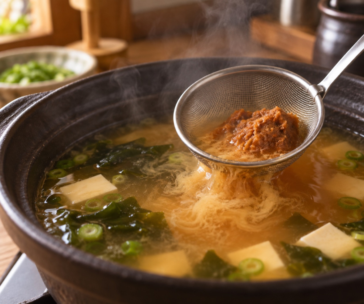 煮るだけ10分。さつまいもとしめじの豆乳みそ汁の作り方ステップ5