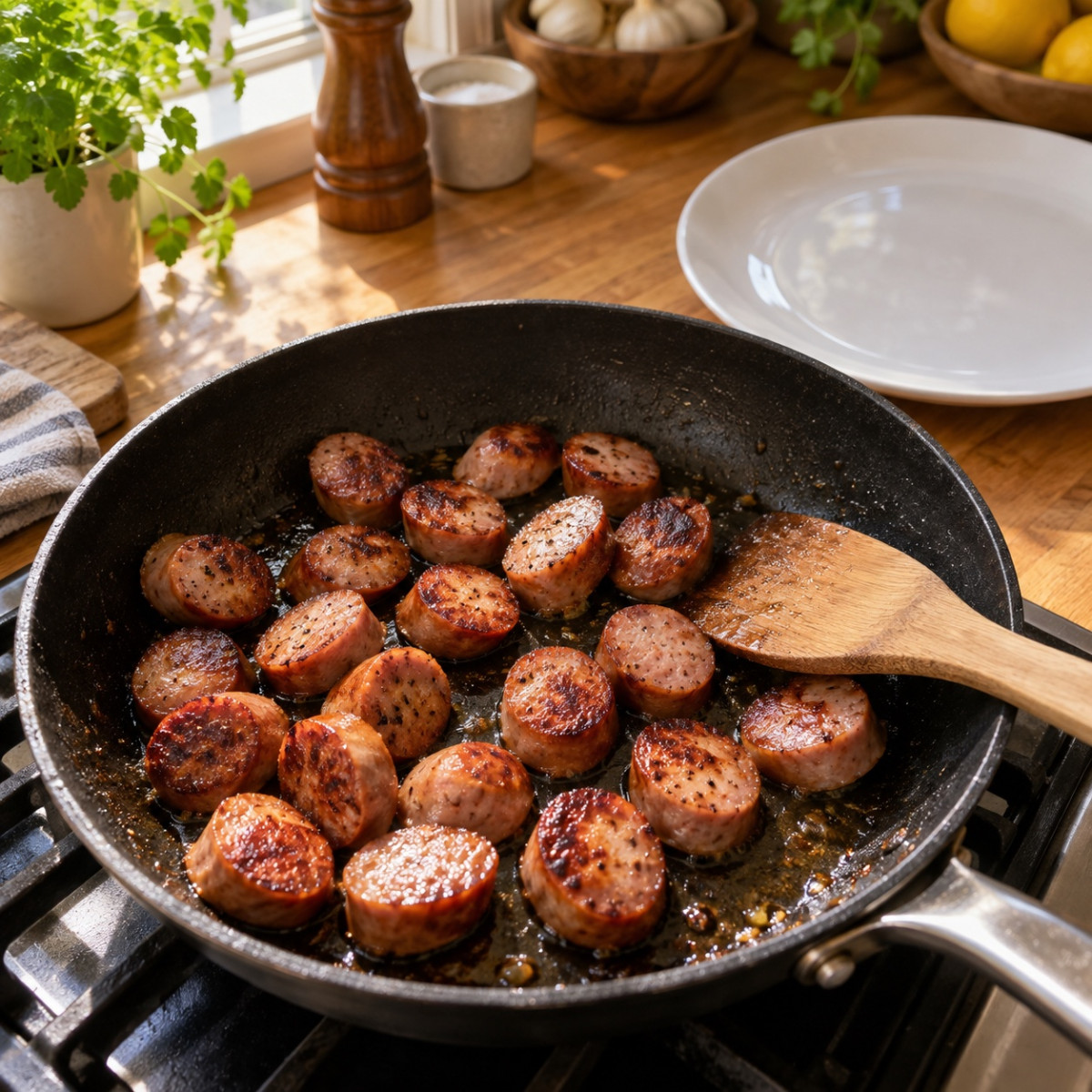 フライパン1つ15分。ソーセージとじゃがいものカレーマヨ炒めの作り方ステップ3