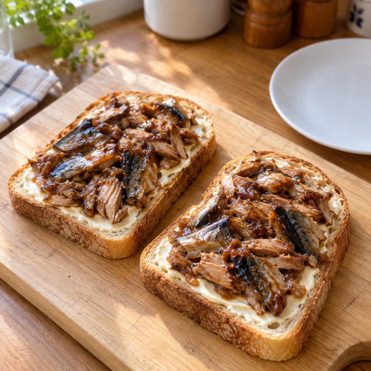 トースターで5分。さんまかば焼き缶の甘辛マヨトーストの作り方ステップ3