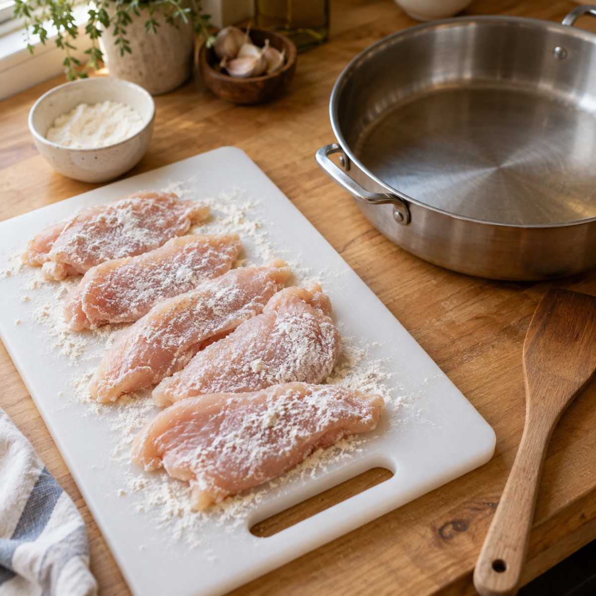 鍋1つ15分。鶏むね肉とキャベツのレモンクリーム煮の作り方ステップ1