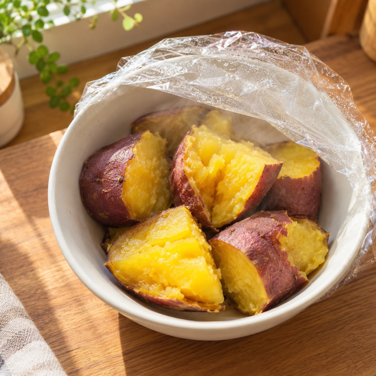 レンジ5分。さつまいもとバナナの豆乳ポタージュ風デザートの作り方ステップ2