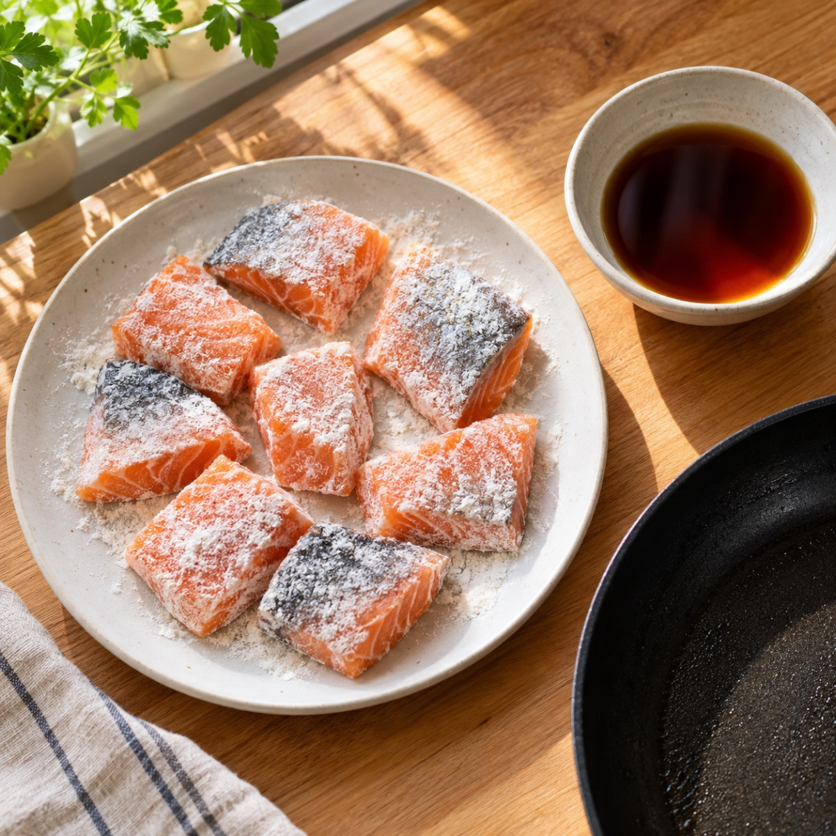 フライパン1つ15分。秋鮭とえのきのバターしょうゆ炒めの作り方ステップ2
