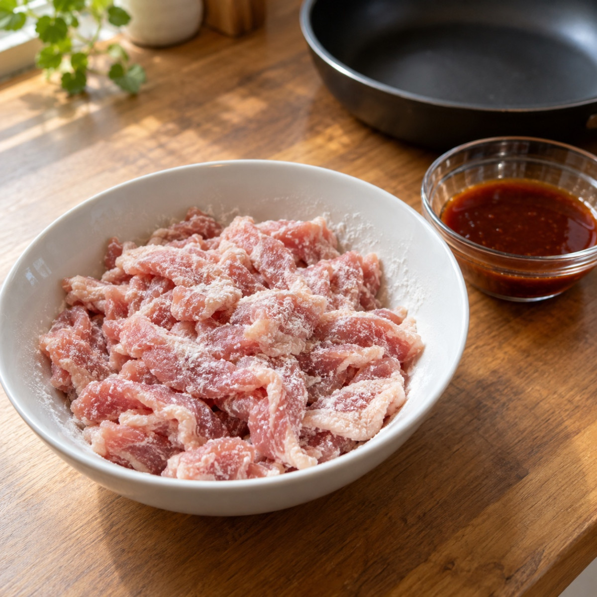フライパン1つ15分。豚こまとさつまいものケチャップ照り焼きの作り方ステップ2