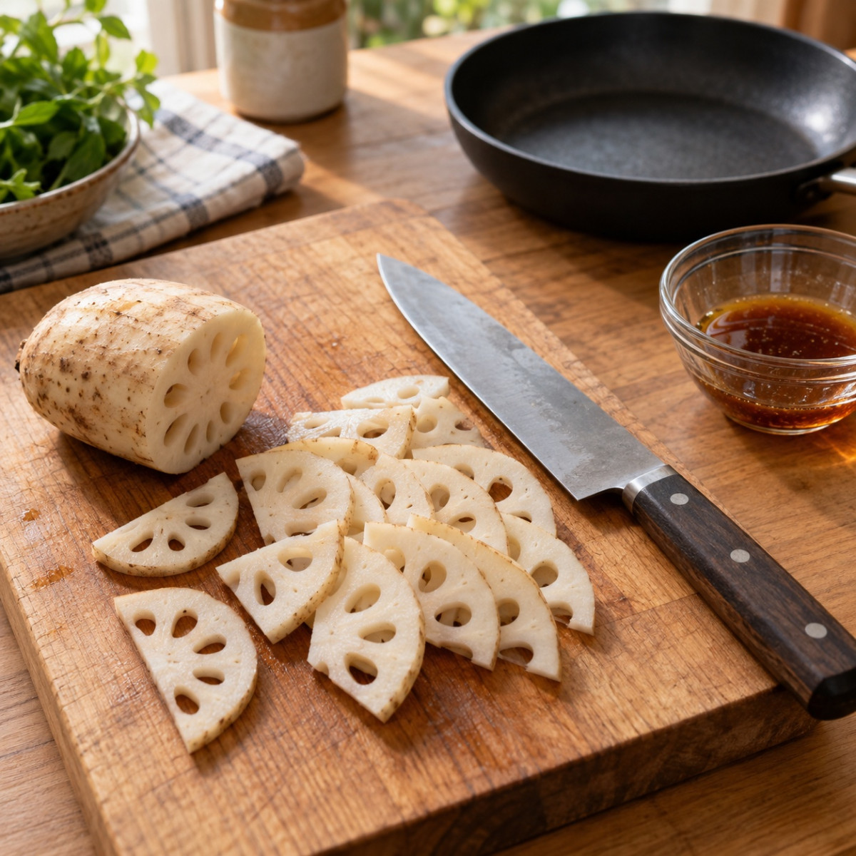 フライパン1つ10分。れんこんと豚ひき肉の甘酢あんかけの作り方ステップ1