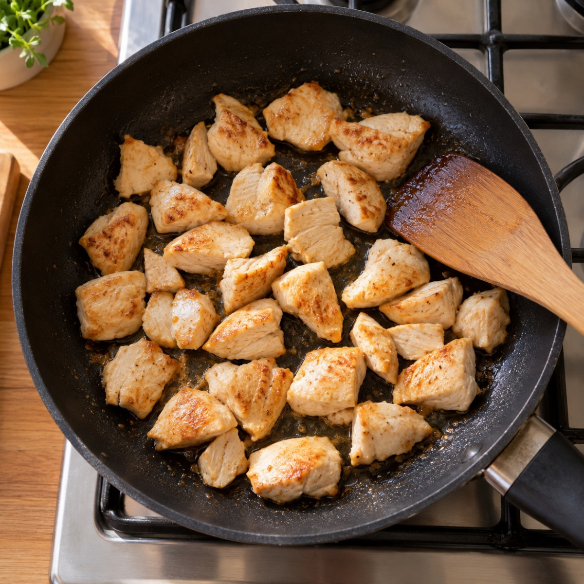 フライパン1つ15分。鶏むね肉とかぼちゃのグリーンカレー風炒めの作り方ステップ2